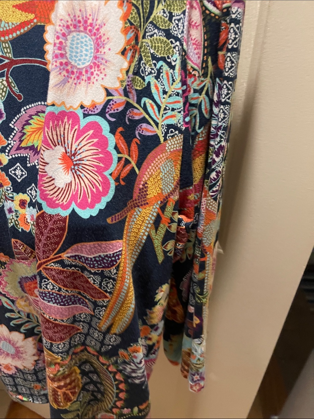 Vibrant Floral V-Neck Tunic in Navy and Multicolor - Picture 3 of 4